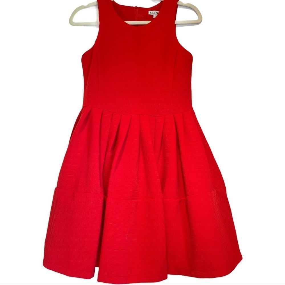 NWT Kling Brand Red Dress skater style Flattering fit womens dress size XS 0-2 - Picture 2 of 14
